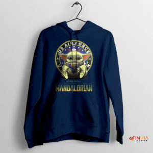 Grogu Galactic Defender Air Force Veteran Navy Hoodie