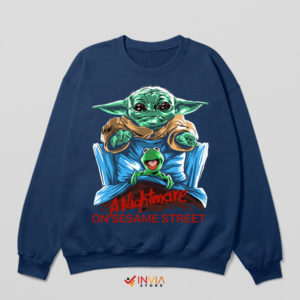 Grogu of Nightmares Sesame Street Navy Sweatshirt