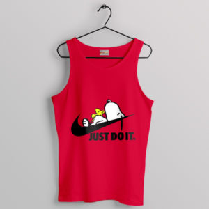 Happy Snoopy Just Do It Later Red Tank Top