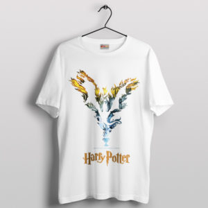 Harry Potter Dragon Flame Silhouette White T-Shirt