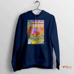 Homer Donut Vintage Iron Man Comic Navy Hoodie