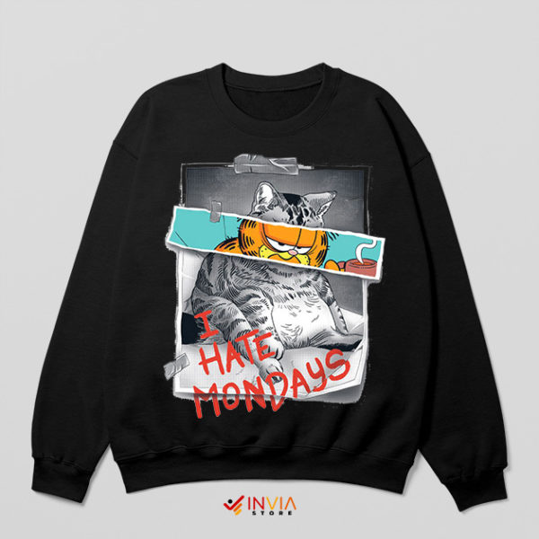 I Hate Mondays Garfield Cat Black Sweatshirt