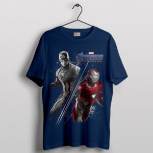 Iconic Battle Captain America Iron Man Navy T-Shirt