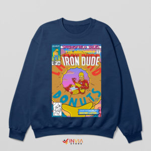 Iron Man Suit With Homer Donut Navy Sweatshirt