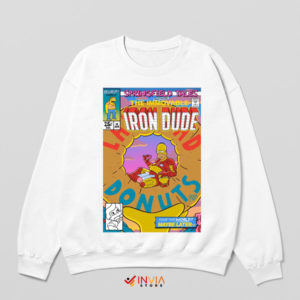 Iron Man Suit With Homer Donut White Sweatshirt