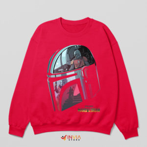 Mandalorian Bounty Hunter Helmet Red Sweatshirt