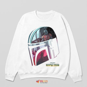 Mandalorian Bounty Hunter Helmet White Sweatshirt