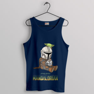 Meme Din Djarin Baby Sitter Grogu Navy Tank Top