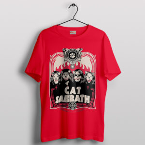 Metal Meow Black Sabbath Cats Red T-Shirt