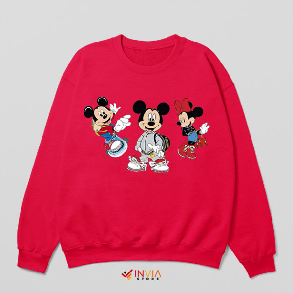 Mickey Minnie Luxury Fashion Art Red Sweatshirt