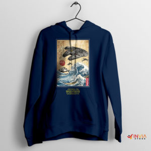 Millennium Falcon Japanese Art Ukiyo-e Navy Hoodie