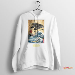 Millennium Falcon Japanese Art Ukiyo-e White Hoodie