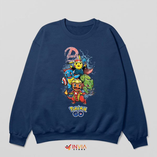 New Avengers Pokemon Characters Navy Sweatshirt