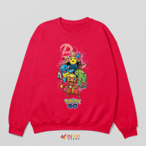 New Avengers Pokemon Characters Red Sweatshirt