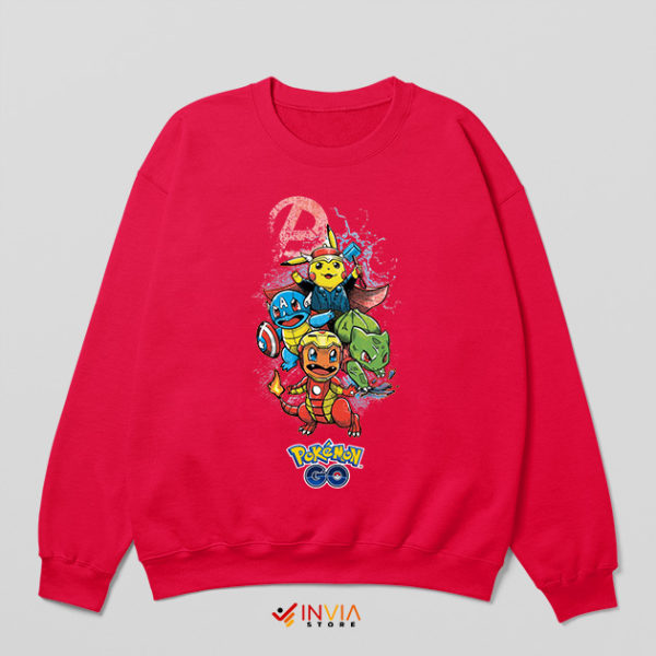 New Avengers Pokemon Characters Red Sweatshirt