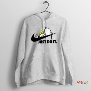 Nike Just DO It Snoopy Sleeping Sport Grey Hoodie