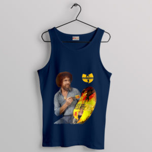 Original Bob Ross Painting Wu Tang Navy Tank Top