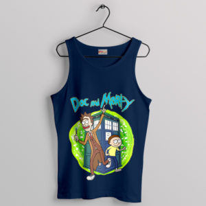 Portal Rick and Morty in the Tardis Navy Tank Top