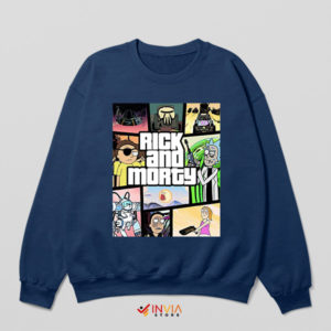 Portals Game Rick and Morty GTA 5 Navy Sweatshirt