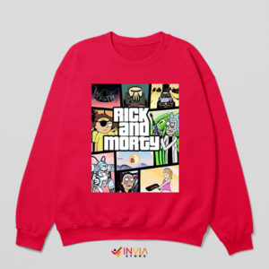 Portals Game Rick and Morty GTA 5 Red Sweatshirt