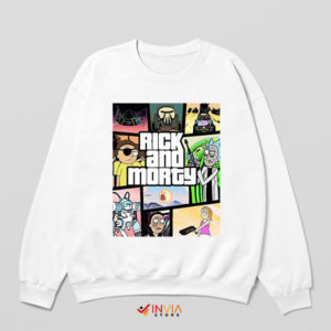 Portals Game Rick and Morty GTA 5 White Sweatshirt