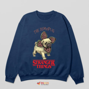 Pug Breed Demogorgon Monster Navy Sweatshirt