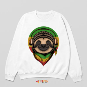 Rasta Sloth Jam Session Reggae White Sweatshirt