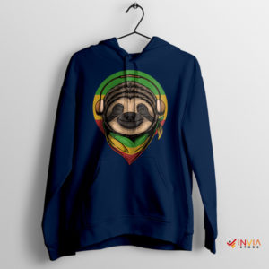 Reggae Relaxation with Sloth Rasta Navy Hoodie