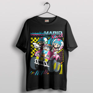 Retro Mario Kart Characters Black T-Shirt