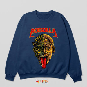 Rodzilla Face Meets Dennis Rodman Navy Sweatshirt