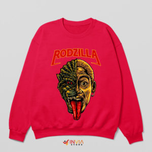 Rodzilla Face Meets Dennis Rodman Red Sweatshirt