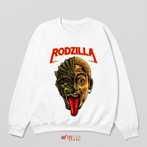 Rodzilla Face Meets Dennis Rodman White Sweatshirt