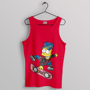 Roll with Bart Iconic Skateboarding Red Tank Top