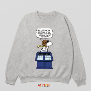 Snoopy Time Machine Doctor Who Sport Grey Sweatshirt