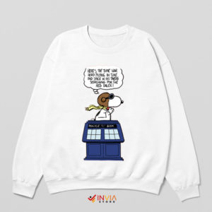 Snoopy Time Machine Doctor Who White Sweatshirt