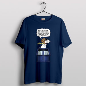 Snoopy Time-Traveling With Tardis Navy T-Shirt