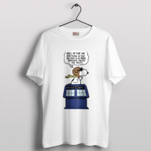 Snoopy Time-Traveling With Tardis White T-Shirt