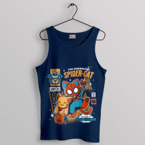 Spider Cat Swings into Action Navy Tank Top