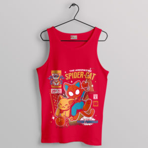 Spider Cat Swings into Action Red Tank Top