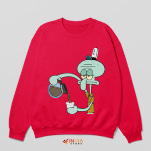 Squidward Meme Coffee Hour Red Sweatshirt