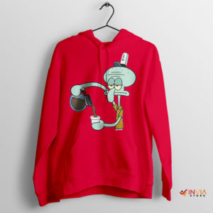 Squidward and Coffee in SpongeBob Red Hoodie