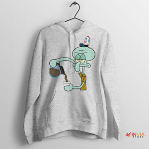 Squidward and Coffee in SpongeBob Sport Grey Hoodie