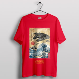 Star Wars Ukiyo-e Millennium Falcon Red T-Shirt