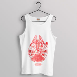 Starship Blueprint Millennium Falcon White Tank Top