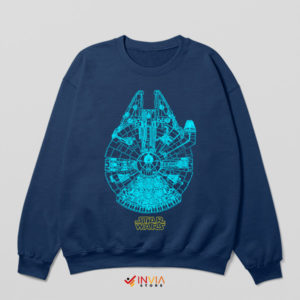 Starship Schematics Millennium Falcon Navy Sweatshirt