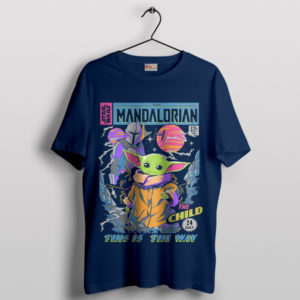 Step Back in Time Retro The Mandalorian Navy T-Shirt