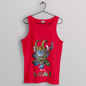 Stitch Goes Loki Marvel Parody Red Tank Top