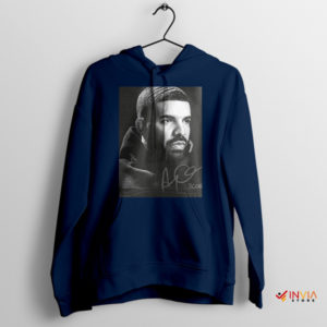 Stylish Drake Signature Poster Art Navy Hoodie