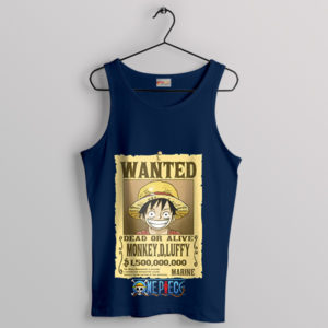 Sun God Luffy Most Wanted Luffy Navy Tank Top