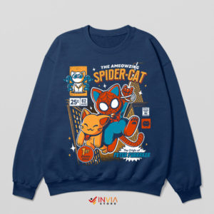 The Amazing Spider Cat Comic Navy Sweatshirt